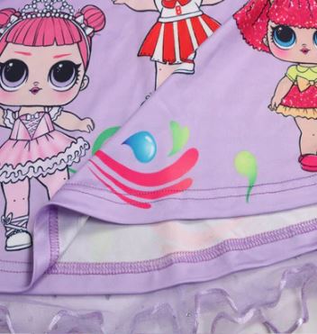 พร้อมส่ง ชุดเดรส เดรสเด็ก ลายการ์ตูน LOL ผ่าหน้า