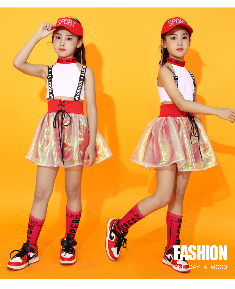 ชุดหรีดเดอร์ ชุดเชียร์ ชุดเต้น ชุดแดนซ์ สไตล์เอี๊ยม กระโปรงผ้าแก้ว