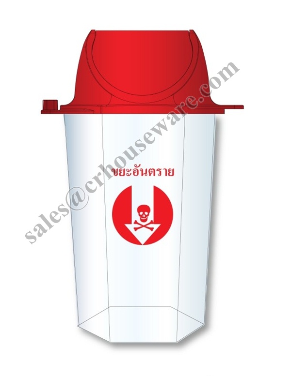 ถังขยะใสหกเหลี่ยมฝาสี Crystal plastic bins hexagons multicolored lid. 001-RW9271+4