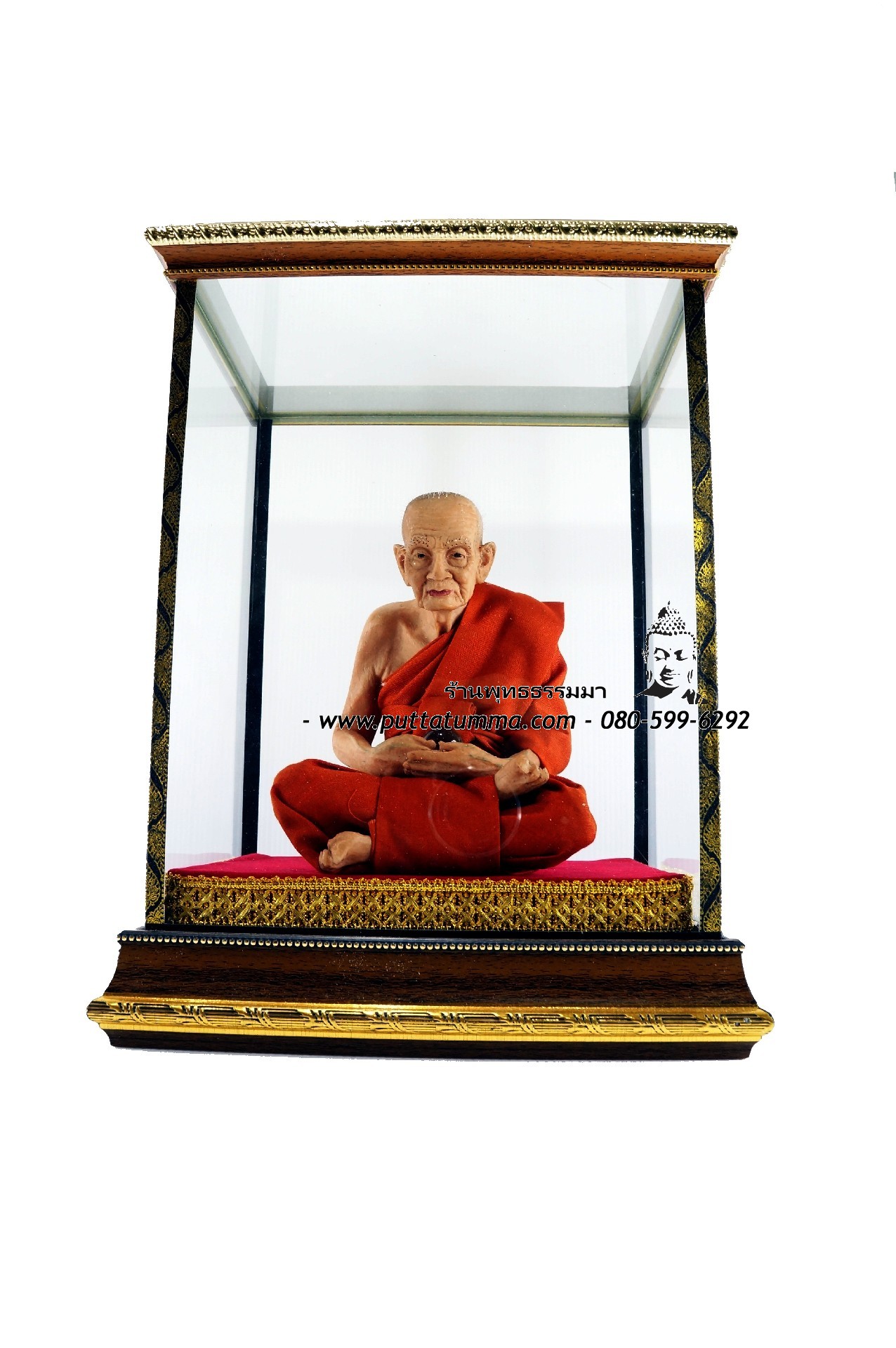 หลวงปู่ทวด เหยียบน้ำทะเลจืด ( ไฟเบอร์เหมือนจริง ) หน้าตัก 5 นิ้ว สูง 8 นิ้ว พร้อมตู้พรีเมี่ยมขอบไม้