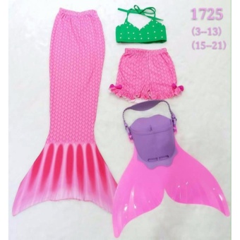 พร้อมส่ง ชุดว่ายน้ำ ชุดหางนางเงือก เซ็ต 4 ชิ้น หางปิด