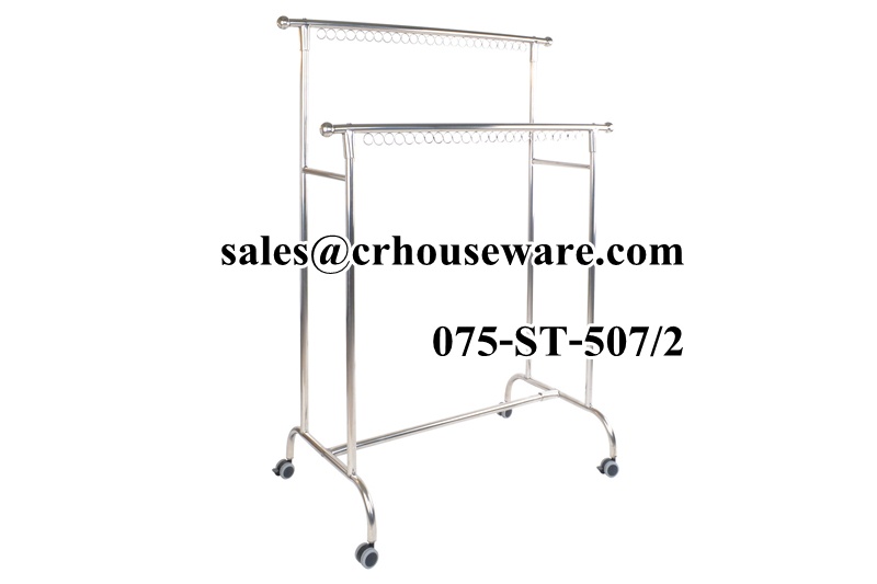 ราวแขวนผ้า-ราวคู่ตรงมีห่วง (มีล้อ) 075-ST-507/2