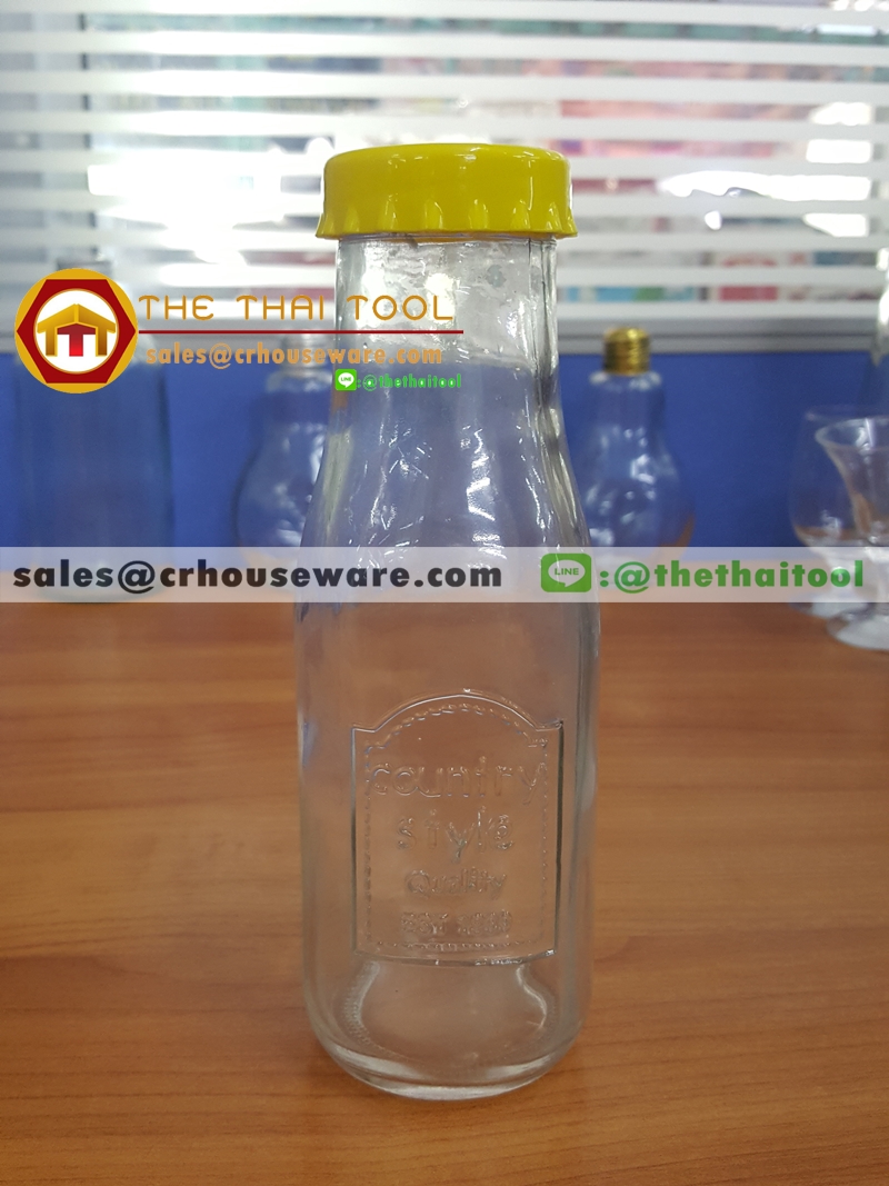 ขวดน้ำฝาจีบ สีเหลือง 420 ml. 005-J351 Glass bottle with crown cap 420 ml. Code : 005-J351