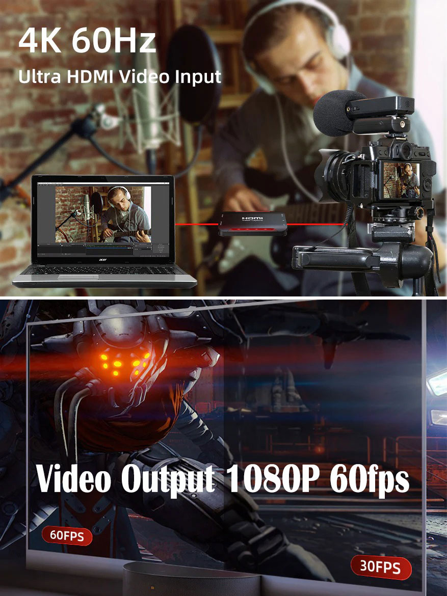 4K Ultra HDMI Video Capture Card Device for Live Streaming Output 1080P 60Hz by Cabletime