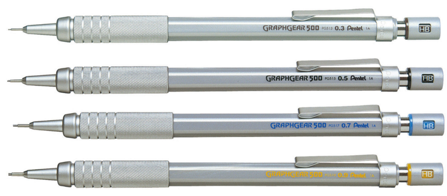 ดินสอกด Pentel Graphgear 500 ขนาด 0.3, 0.5, 0.7, 0.9mm