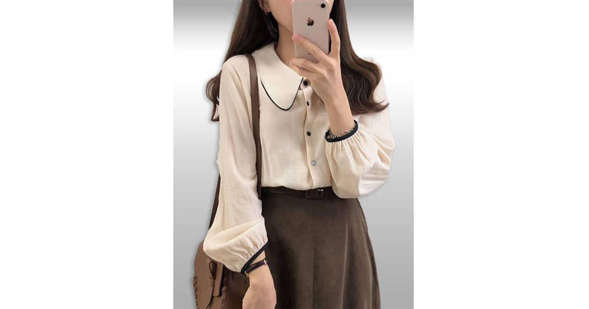 เสื้อแฟชั่นคอปกแบบสวยหรูสไตล์เกาหลี มี2สี รหัส2285