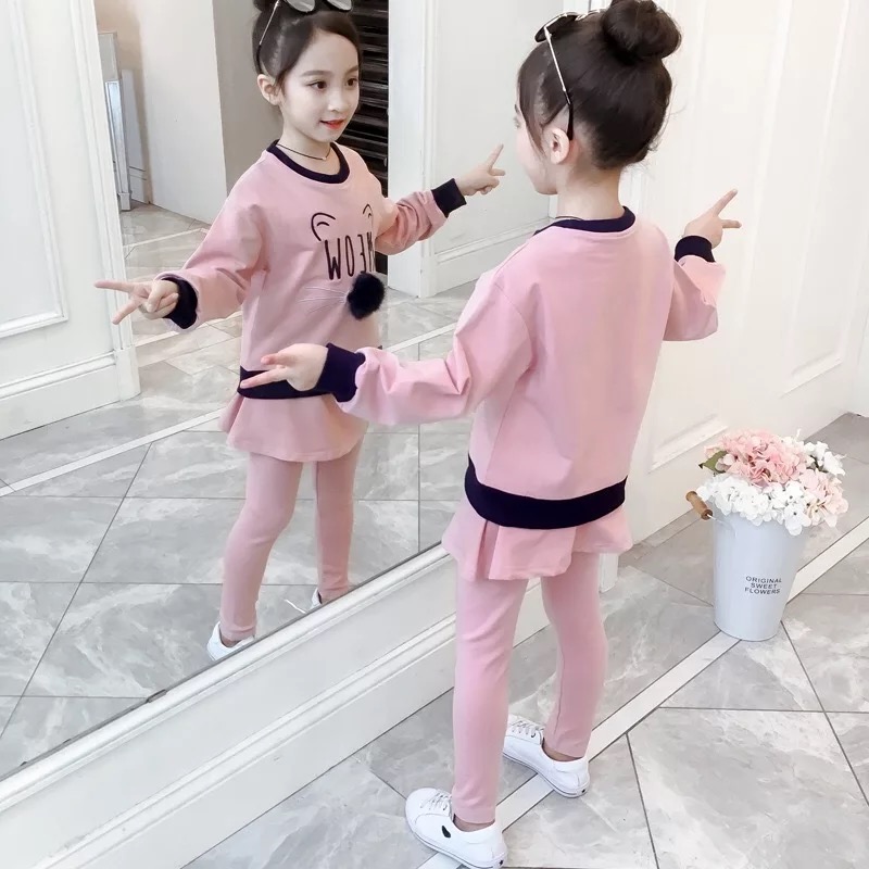 กันหนาว เซ็ตเสื้อกันหนาวแขนยาว+เลกกิ้งกระโปรง