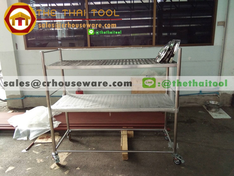 ชั้นวางถาดหลุมสแตนเลส 2 ชั้น 002-RS-002 ชั้นเสียบถาดหลุมโรงเรียนตรงมาตราฐานสาธรสุขเมืองไทย,Stainless slatted Shelves for food tray
