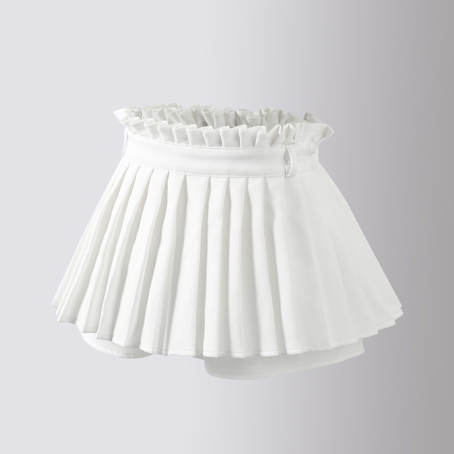 friendly4kid พร้อมส่ง กระโปรง เด็กอัดพลีท ทรงสั้น มีซับในกางเกง ลายพื้น เกรดคุณภาพ แบบสั้น พองฟู