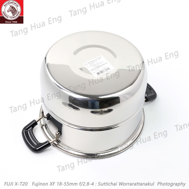 Zebra หม้อหุงต้มทรงสูง Wisdom Worthy 24 ซม. H พร้อมแผ่นชั้นนึ่ง ( ซึ้ง ) ตราหัวม้าลาย