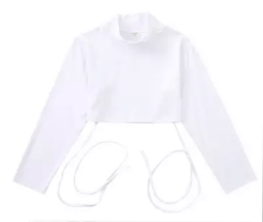 **เฉพาะเสื้อ** ชุดเต้น เสื้อเอวลอยผูกเอว แขนยาว