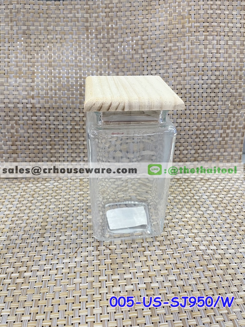 ขวดโหลสี่เหลี่ยม ฝาไม้ รหัสสินค้า 005-US-SJ950/W