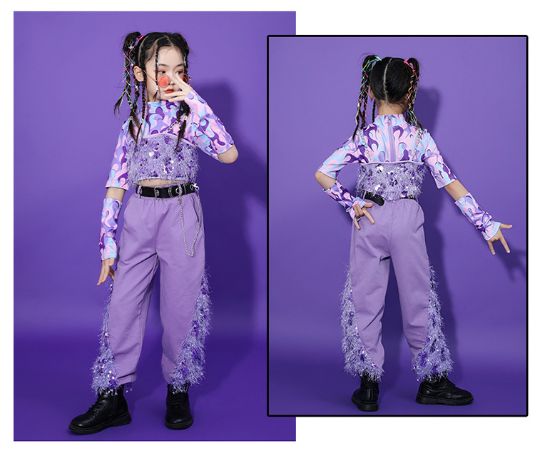 ชุดเต้น ชุดฮิปฮอป เซ็ตสีม่วง ทีมม่วง สินค้าพร้อมส่ง