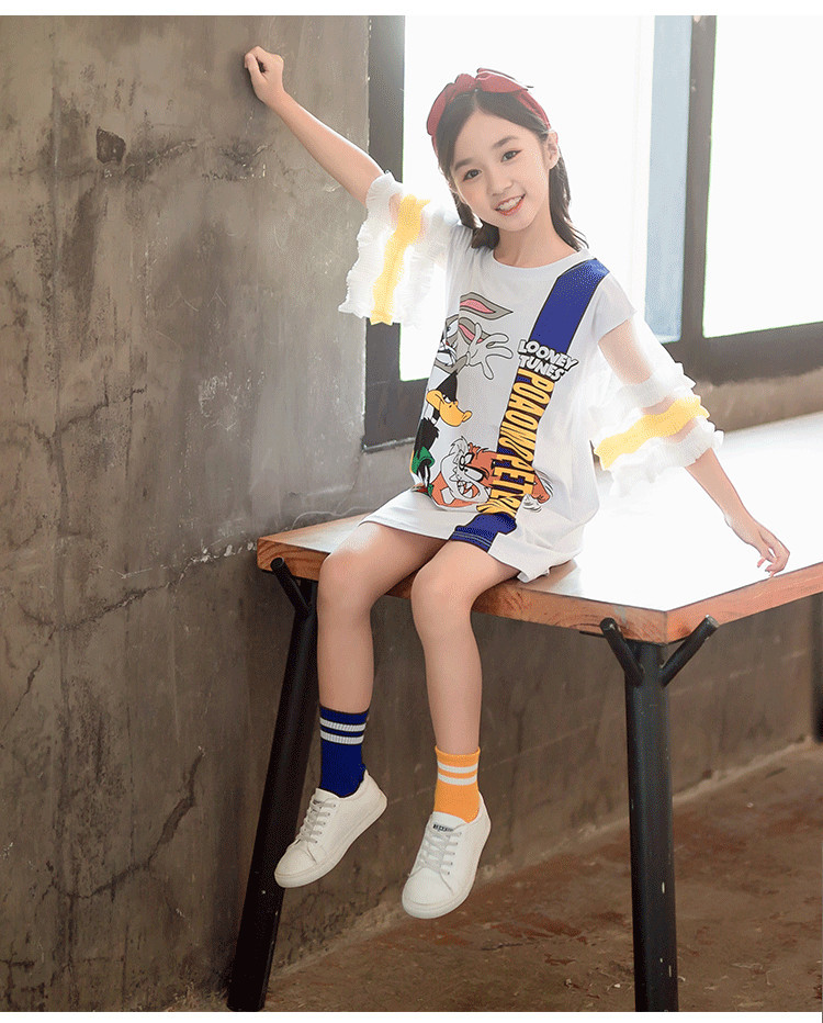 พร้อมส่ง ชุดเด็ก มินิเดรส แขนระบาย ลายกระต่าย