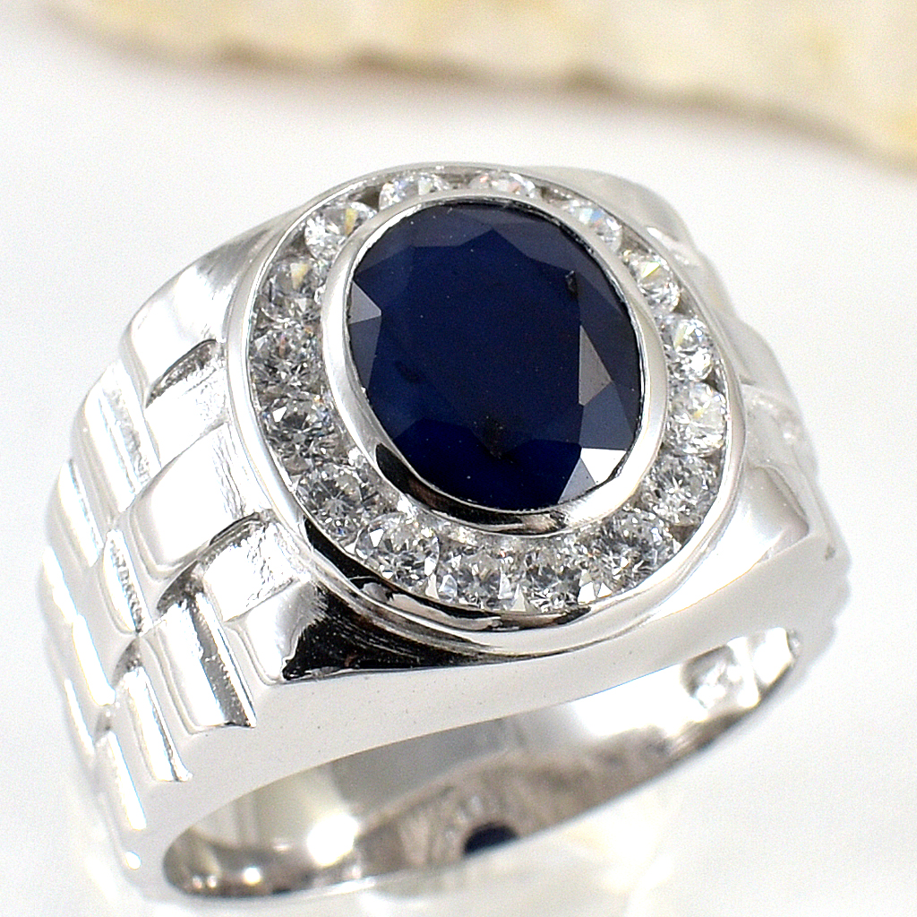 แหวนเงินแท้ราคาถูกชุบทองคำขาว ไพลินแท้ 3.35 กะรัต เพชรCZ 0.64 กะรัต งานประณีตสวยงาม สั่งผลิตค่ะ