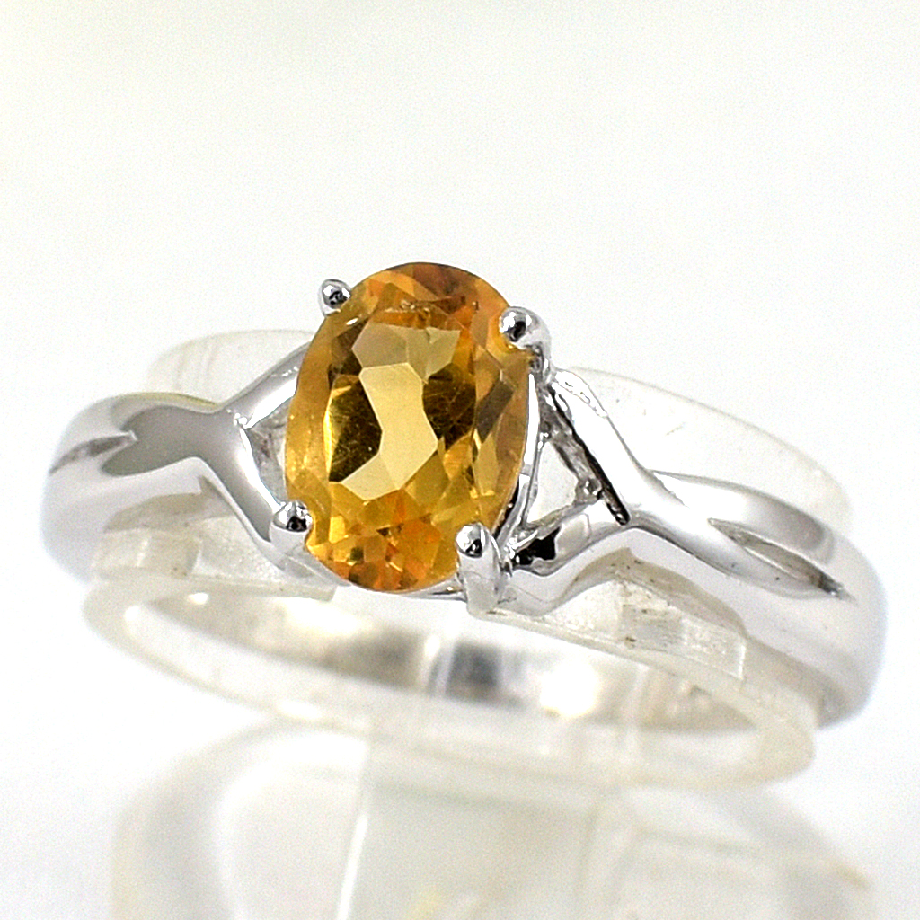 แหวนเงินแท้ราคาถูกชุบทองคำขาว ซิทรินแท้ 0.95 กะรัต งานประณีตสวยงาม สั่งผลิตค่ะ