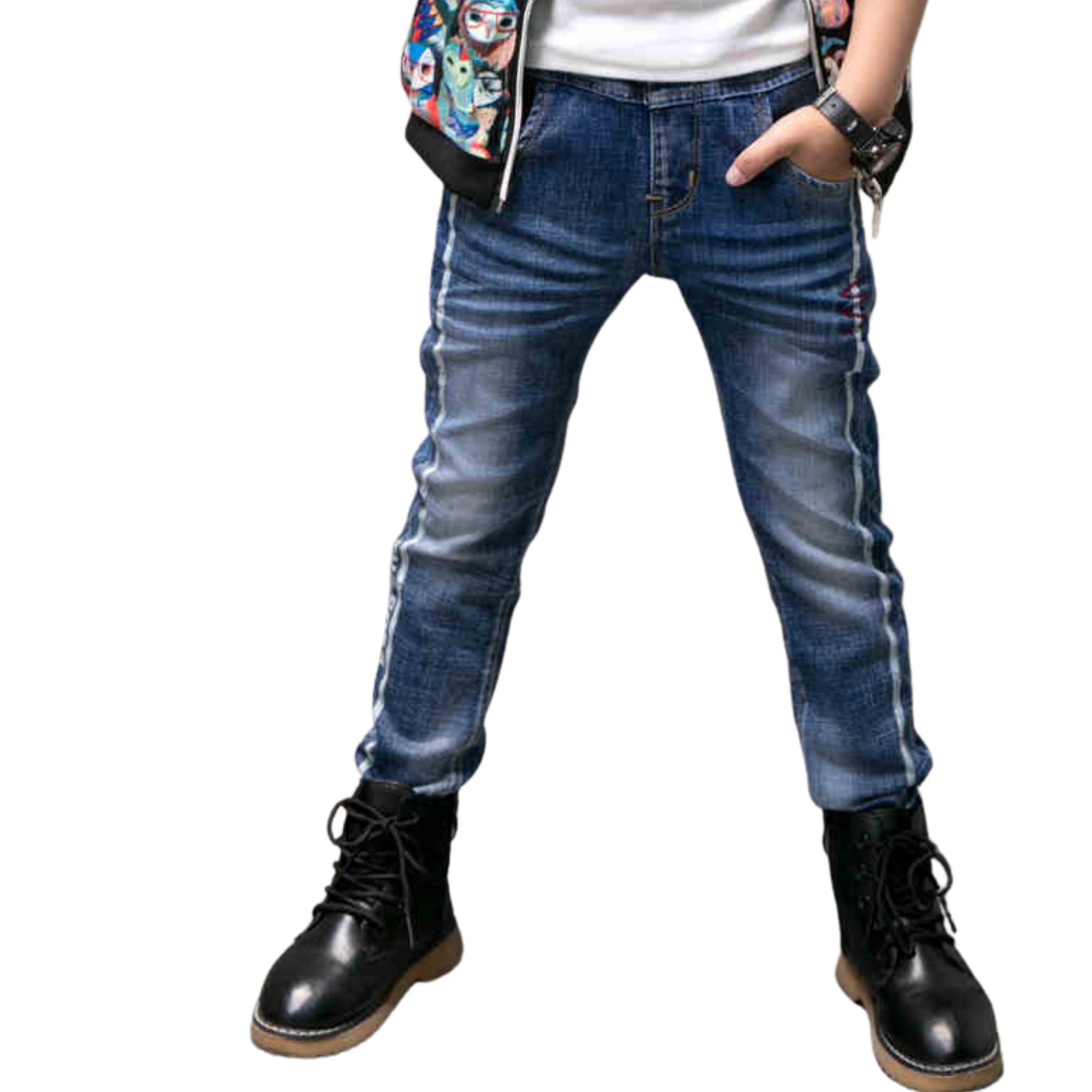 สินค้าพร้อมส่ง กางเกงยีนส์เด็กชาย แต่งลาย