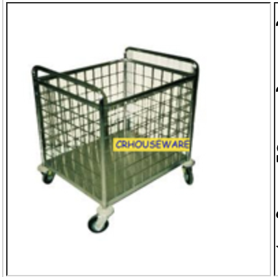 002-UC-076 ,รถเข็นผ้า-ตระแกรงสเตนเลส Stainless Linen Trolley, รถเข็นผ้าขนูสระว่ายน้ำ,