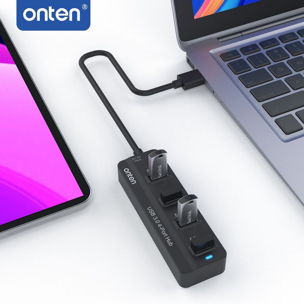 USB 3.0 4-Port HUB with USB-C Power by Onten