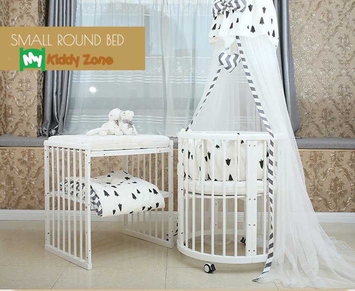 TP21506 เตียงไม้สีขาว Modern Classic OVAL Crib Ivory White (round bed) ดีไซน์สวย WD31