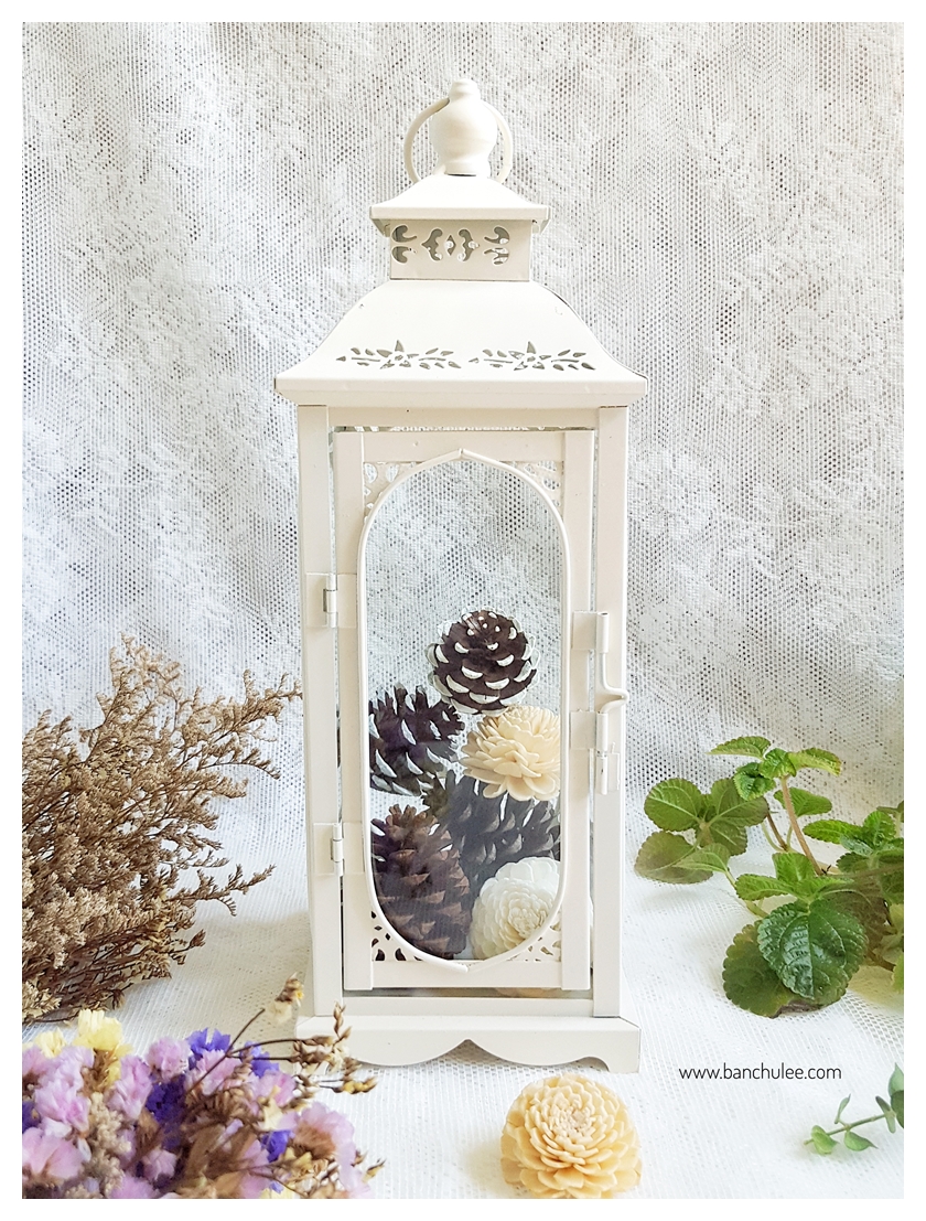 Vintage Lantern ตะเกียงสไตล์วินเทจ สีครีม งานโลหะและกระจก