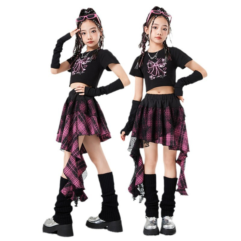 friendly4kid ชุดเต้น เด็กหญิง เสื้อแขนสั้น+กระโปรง สไตล์สายเกาหลี