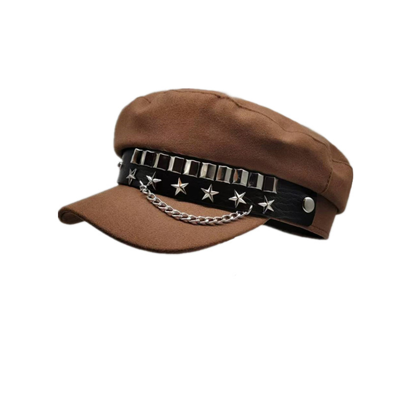 หมวกเบเร่ต์ตกแต่งหัว หนัง แฟชั่นหญิง