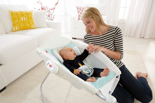 เปลโยกและสั่นตัวใหม่ล่าสุดสำหรับทารกแรกเกิด Fisher-Price Moonlight Meadow Deluxe Newborn Rock 'n Play Sleeper