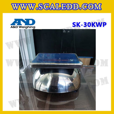 เครื่องชั่งน้ำหนักดิจิตอล30kg เครื่องชั่งกันน้ำ30kg เครื่องชั่งดิจิตอล30kg ตาชั่งกันน้ำ30กิโลกรัม พิกัดน้ำหนัก 30kg ความละเอียด 20g ยี่ห้อ AND รุ่น SK-WP (เครื่องชั่งผ่านตรวจรับรองจากสำนักชั่งตวงวัด)