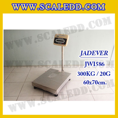 เครื่องชั่งดิจิตอลตั้งพื้น ยี่ห้อ JADEVER รุ่น JWI-586 ขนาดแท่น 60x70cm. พิกัดน้ำหนัก 300kg ค่าละเอียด 20g