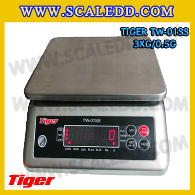 เครื่องชั่งกันน้ำ3kg รุ่น TW-01SS ตาชั่งกันน้ำ3kg เครื่องชั่งดิจิตอลกันน้ำ3kg พิกัด 3kg ความละเอียด 0.5g Waterproof Digital Scale ยี่ห้อ Tiger รุ่น TW-01SS