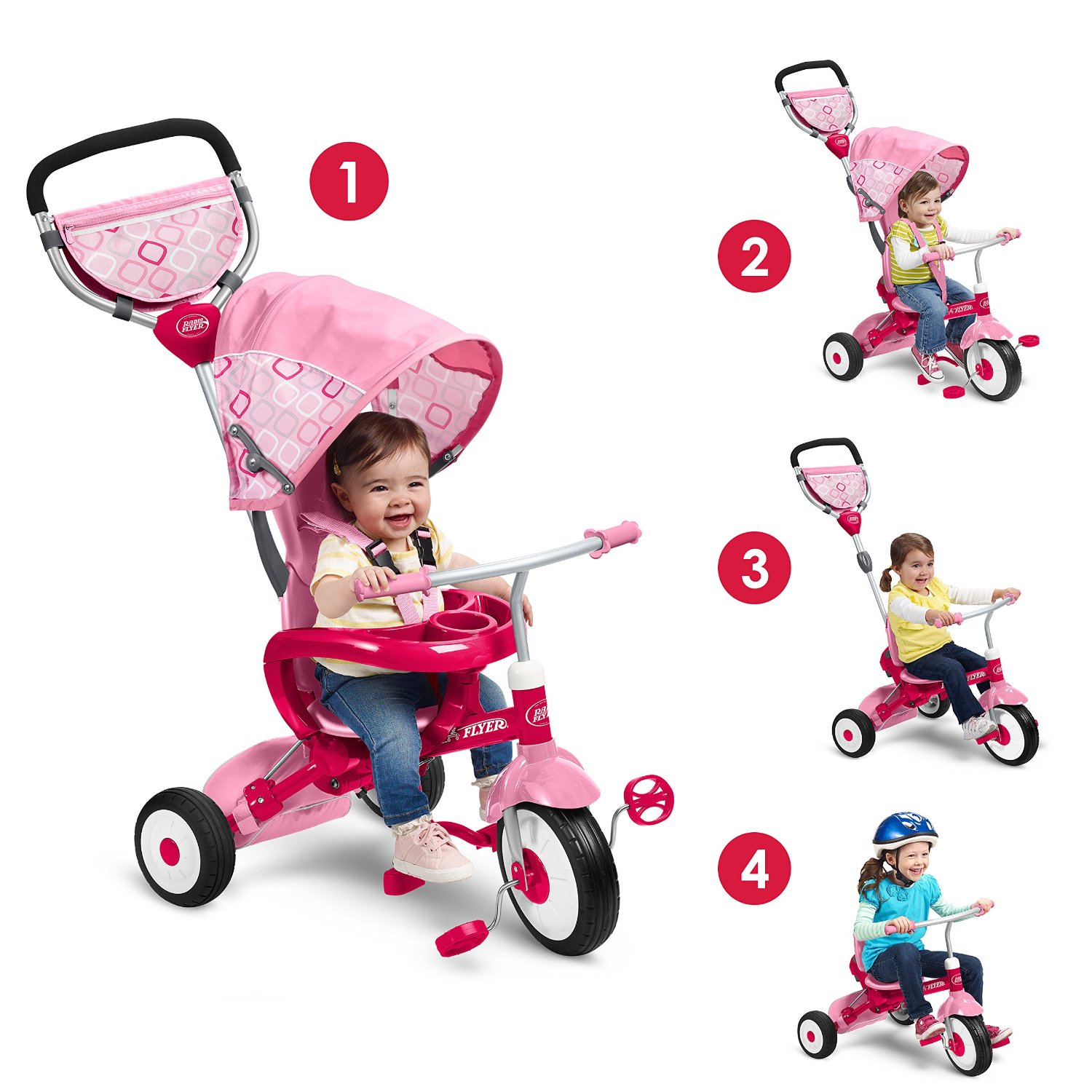 จักรยานพับเก็บได้ Radio Flyer EZ Fold Stroll 'N Trike Ride On, Pink
