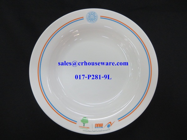 จานลึกเมลามีนทรงกลม ทำโลโก้ 9" 017-P281-9L ,จานเมลามีน, จานทรงลึก ,จานทรงกลม ,จานข้าว ,จานทำโลโก้,