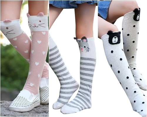 F- ถุงเท้ายาว ถุงน่องเด็ก ลายหน้าสัตว์