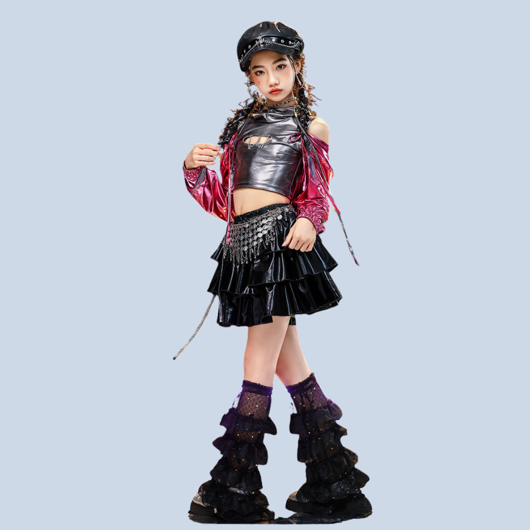 friendly4kid ชุดเต้น HipHop Kidsเสื้อ+กางเกงหางปลา jazz dance kids