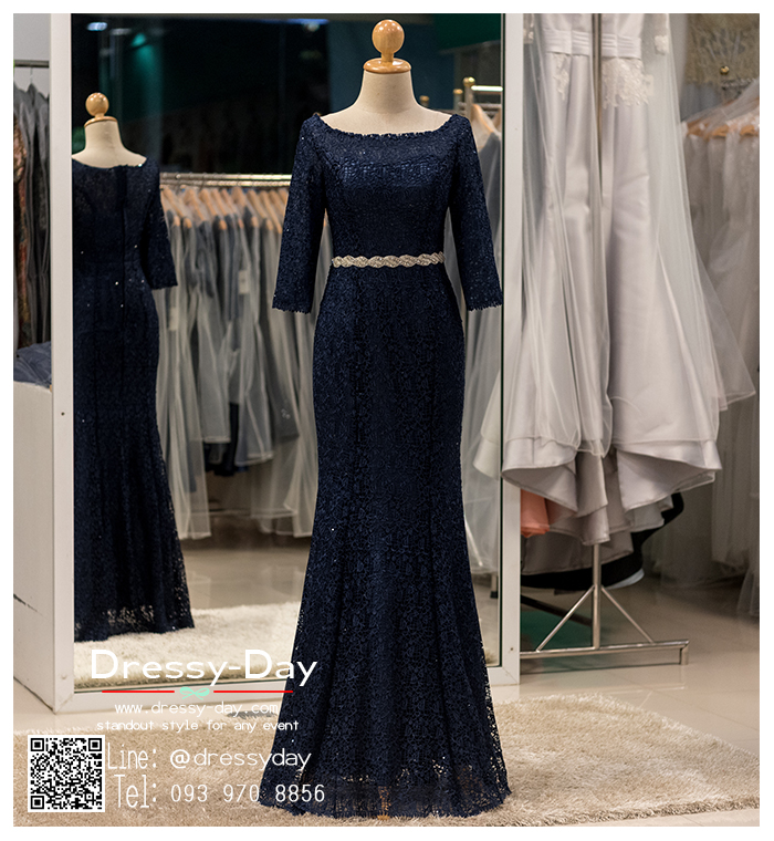 รหัส ชุดเจ้าภาพ : PFL077 ชุดราตรียาวมีแขน ชุดไปงานแต่งกลางคืน คนอ้วนใส่สวย พร้อมส่ง