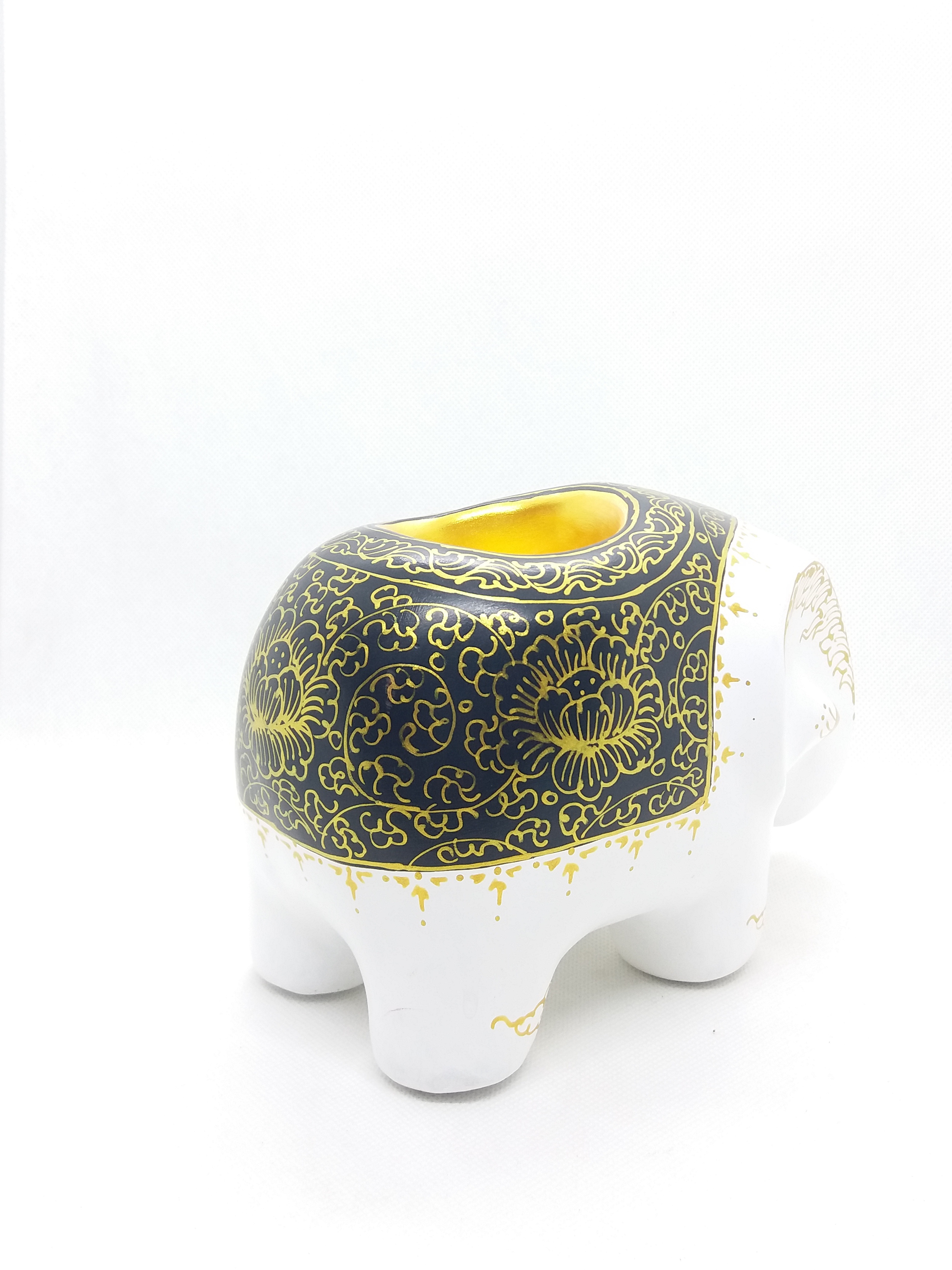 ช้างใส่เทียนหอม Size M สีดำขาว