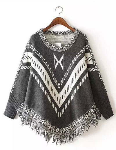 เสื้อคลุมแฟชั่น stlye โบฮีเมี่ยน รหัส 1722-สีเทาเข้ม