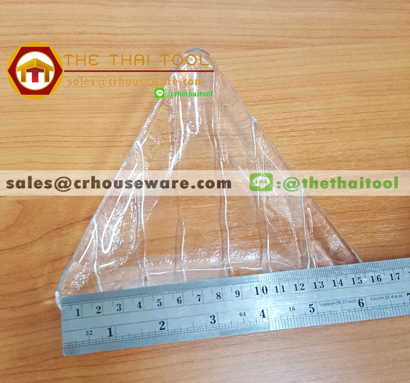 จานแก้วสามเหลี่ยม รหัส : 005-J255 Glass plate Triangle shape Code : 005-J255