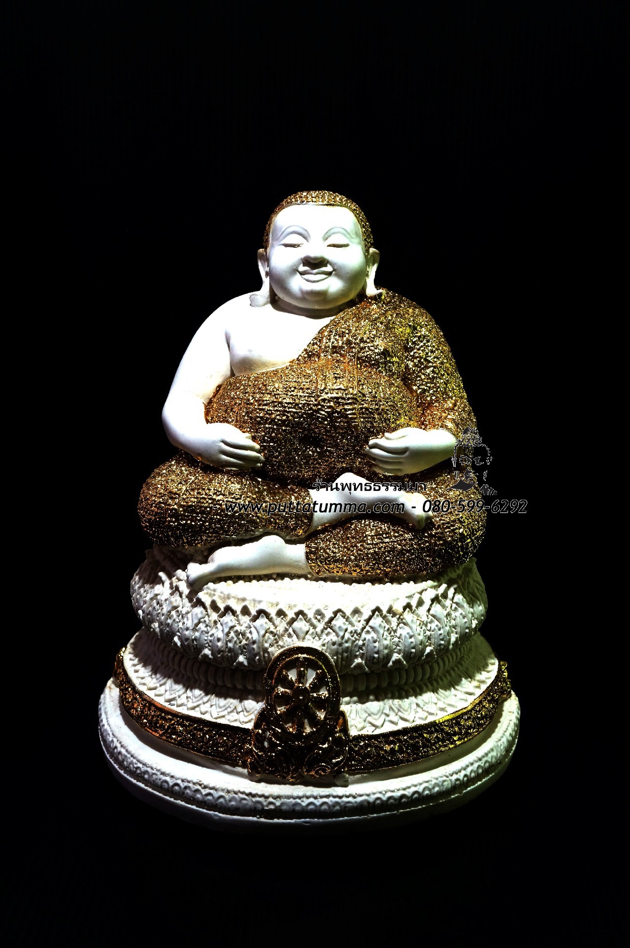 พระสังกัจจายน์ สีขาว ปิดทอง เนื้อเรซิ่น ขนาด 5 นิ้ว สูง 8 นิ้ว