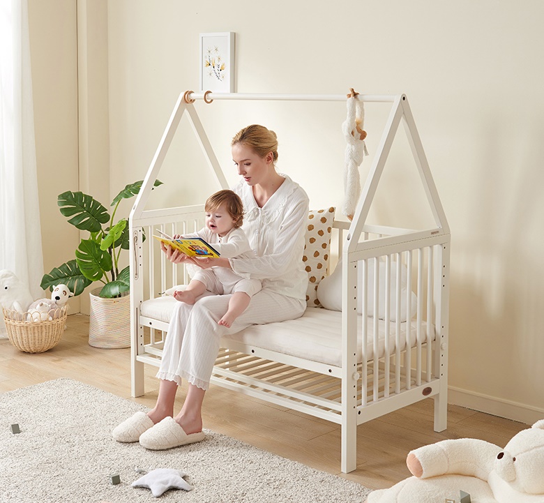 เตียงนอนไม้โครงบ้านสำหรับเด็ก WB3 + ปรับระดับได้ สามารถปรับเป็นโต๊ะเขียนหนังสือ TB10133