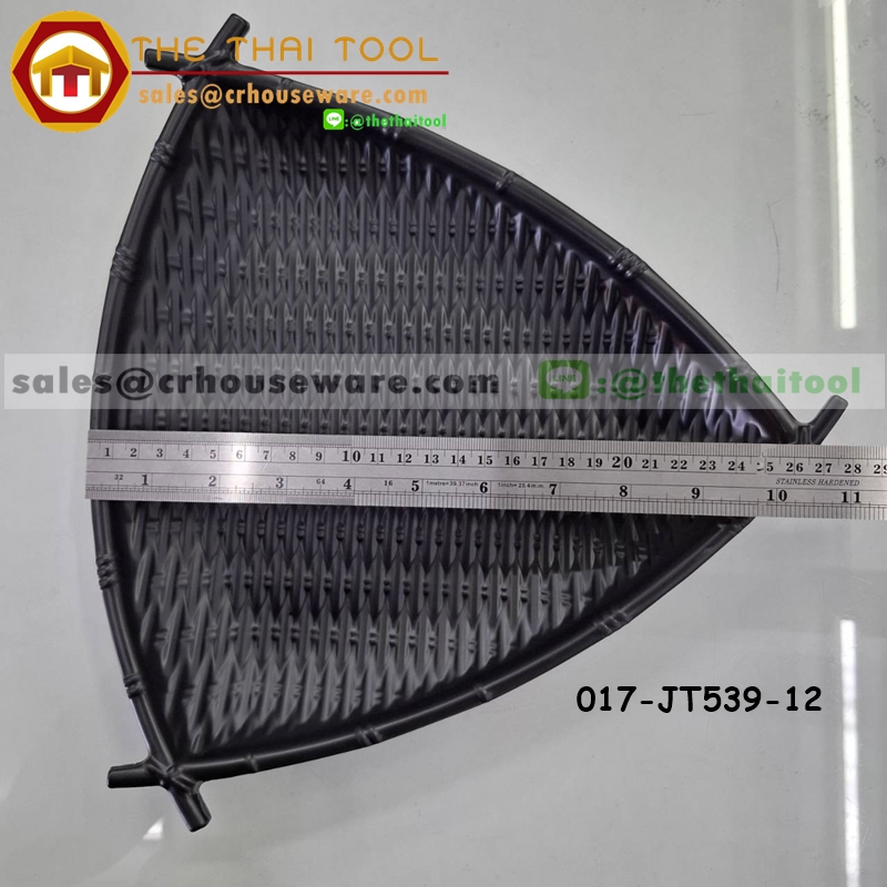 จานสามเหลี่ยมลายสานทรงญี่ปุ่น เมลามีน สีดำ