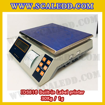 เครื่องชั่งน้ำหนักดิจิตอล พิกัดน้ำหนัก 30kg Built-in Label printer ยี่ห้อ SDS รุ่น IDS816 ค่าละเอียด 1g