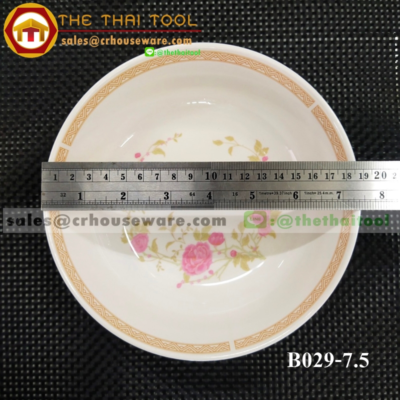 ชามกลมเมลามีน 7.5 นิ้ว ลายโรเซ่