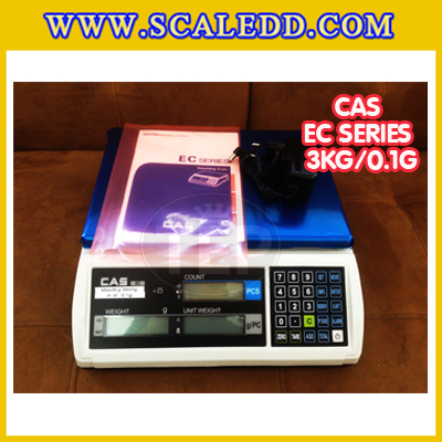 เครื่องชั่งนับจำนวนตั้งโต๊ะ3kg เครื่องชั่งน้ำหนัก3kg เครื่องชั่ง3kg กิโล ตาชั่งนับชิ้นงาน3kg เครื่องชั่งดิจิตอล3kg. ความละเอียด0.1g ยี่ห้อ CAS รุ่น EC (เครื่องชั่งผ่านตรวจรับรอง)
