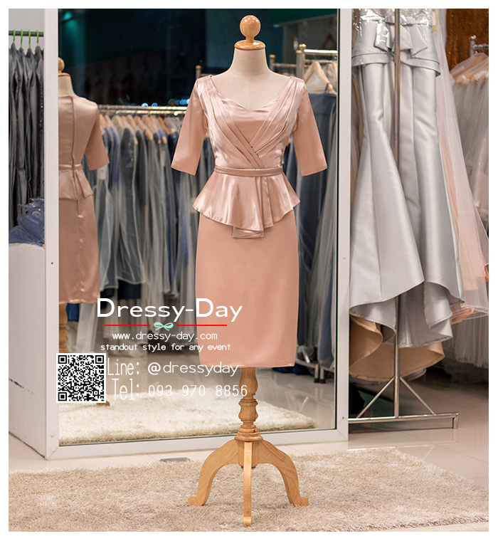 รหัส ชุดเจ้าภาพ :PFS056 ชุดราตรีสั้น สีแชมเปญ เรียบหรู ใส่ไปงานแต่งงาน ชุดออกงานกาล่าดินเนอร์ งานเลี้ยง ดูดีแบบเจ้าภาพ ใส่เป็นชุดงานเช้า ชุดไปงานแต่งงาน