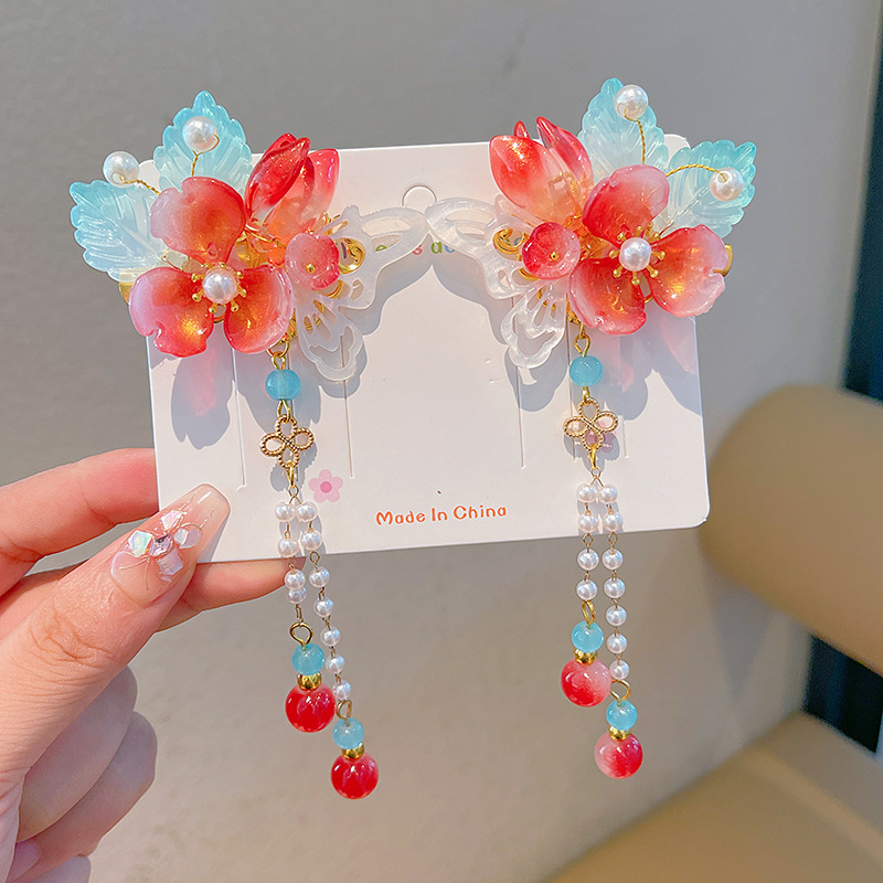 พร้อมส่ง กิ๊บติดผมตรุษจีน เด็ก ยางรัดผม ประดับพู่