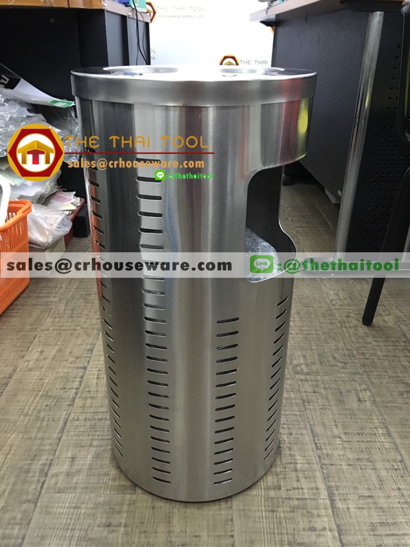 ถังขยะสแตนเลส มีที่เขี่ยบุหรี่ 001-STK-DC12