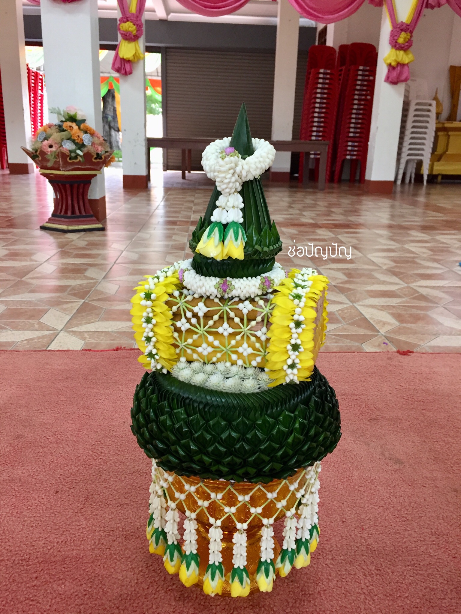 ชุดเครื่องบวชดอกไม้สด ส่งงาน วัดเสนาสฯ จ.พระนครศรีอยุธยา