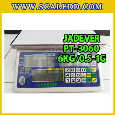 PT3060-6kg เครื่องชั่งดิจิตอล6กิโลกรัม เครื่องชั่งดิจิตอล6kg เครื่องชั่งคำนวณราคา เครื่องชั่ง6kg ความละเอียด0.5g/1g ตาชั่ง6กิโล JADEVER PT Series